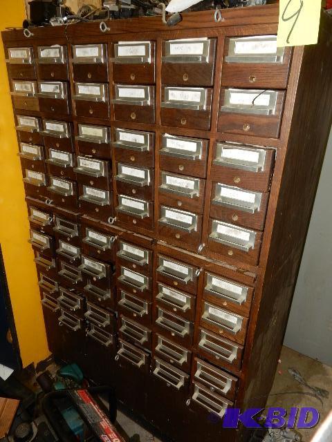 lot 9 image: Vintage Library Card File and Automotive parts