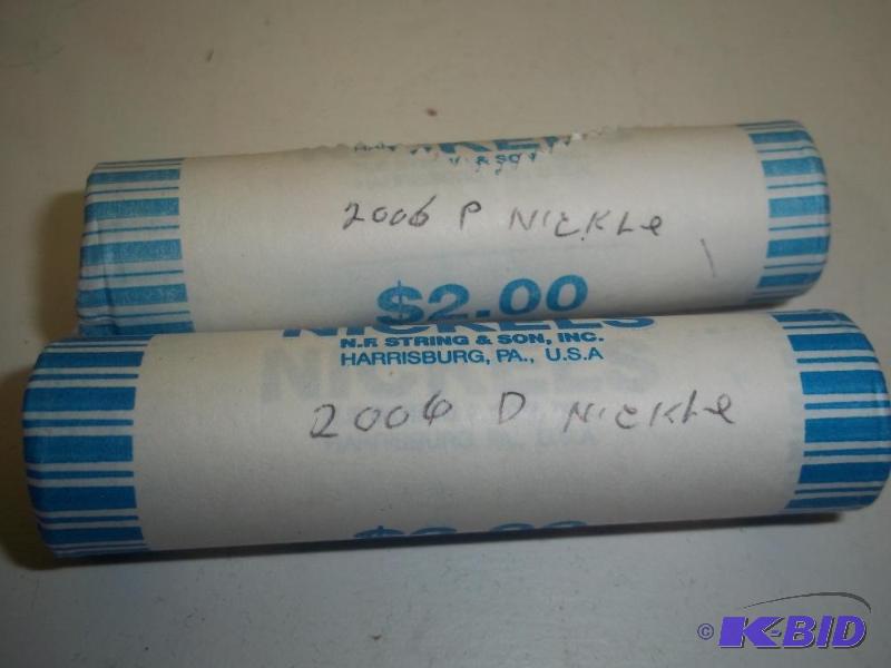1 rolls 2006 D nickels, 1rolls 2006 P nickels...