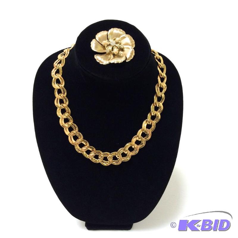 Vintage broach and necklace heavy