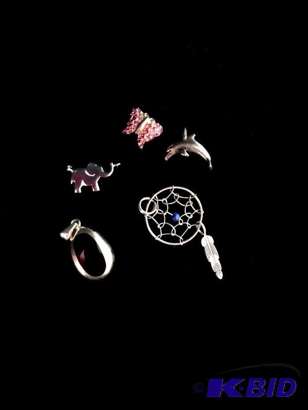 Lot of 5 Sterling Silver Pendants  each 12 approximately - total weight of all 6.4g