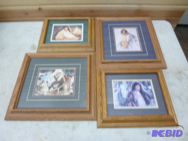lot 111 image: Four Wood Framed Prints...