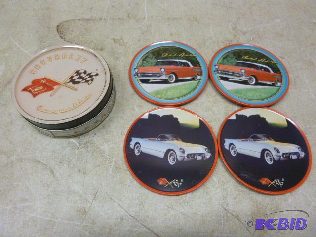 lot 89 image: Chevrolet Tin with Four Car Coasters...