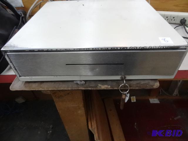 lot 8 image: Cash register drawer. Comes with lock and key...