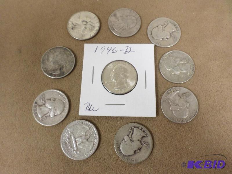 Bag Of (10) Different Washington Quarters, Al...