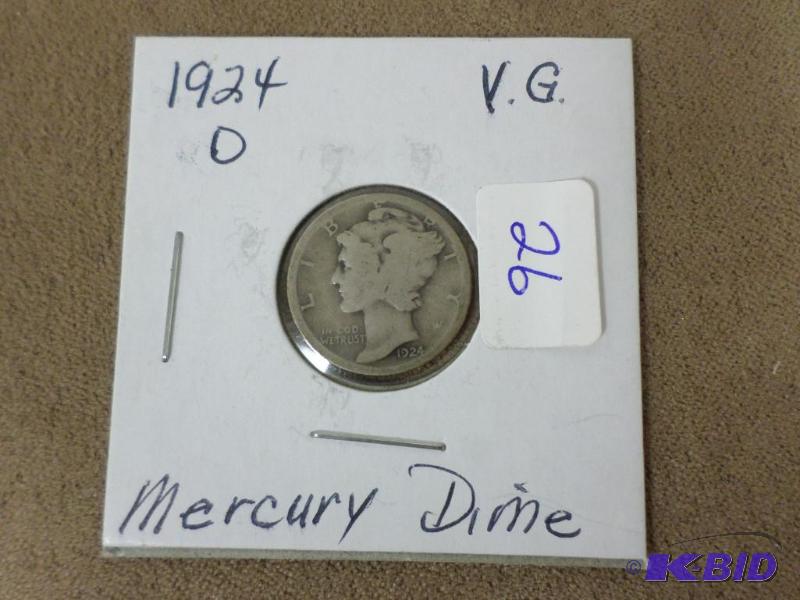 1924-D Mercury Dime, VG...