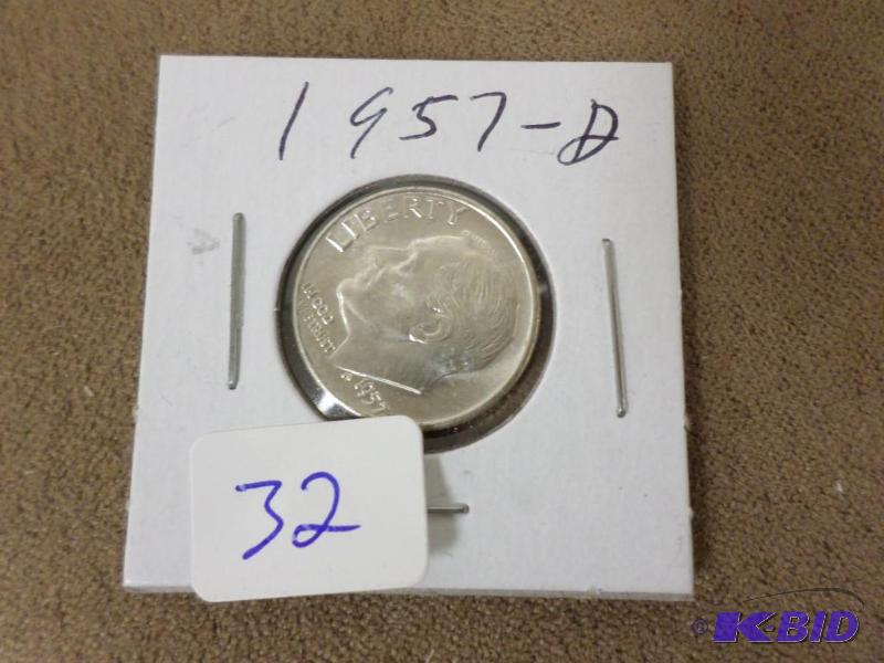 1957-D Roosevelt Dime, Gemlike BU...