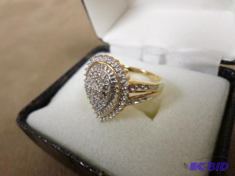 New Size-7 Diamond Pear Cluster 18kt Gold Ove...