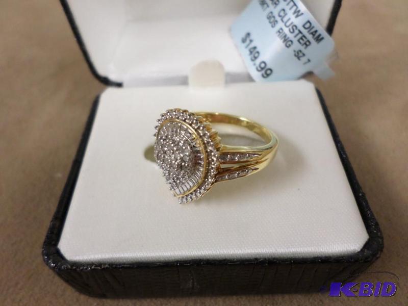 New Size-7 Diamond Pear Cluster 18kt Gold Ove...