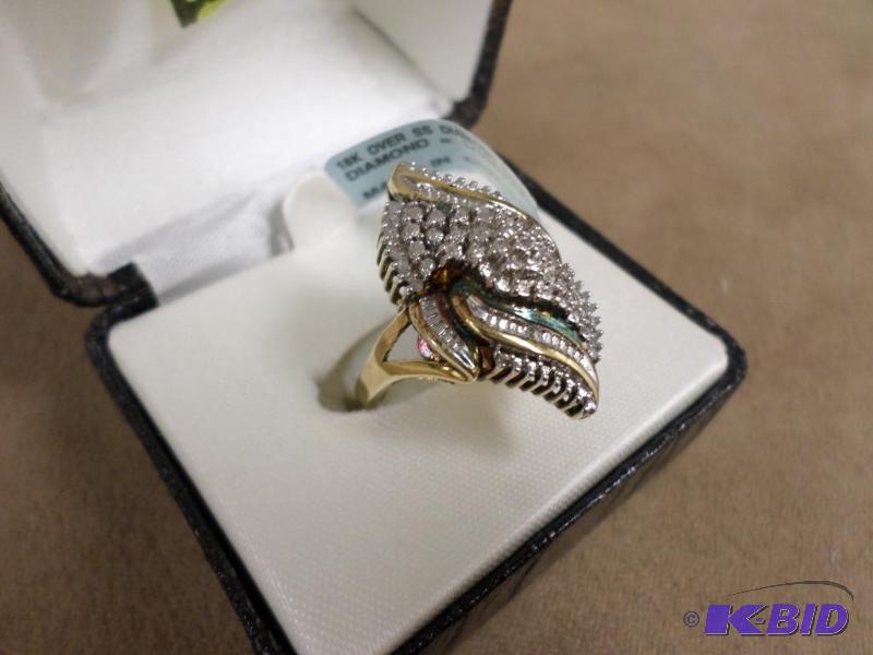 New Size-7 18kt Sterling Silver Diamond Ring,...