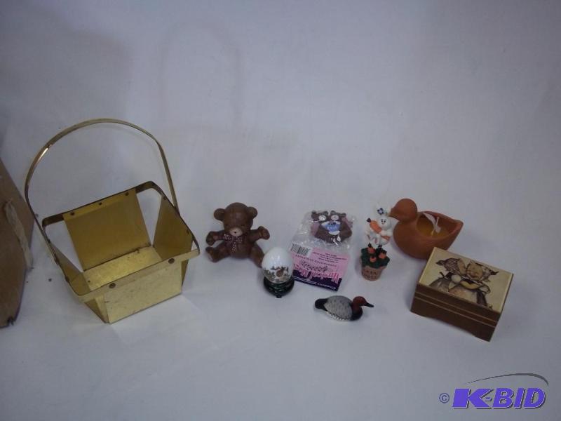 Decor items with brass basket, decor box and ...