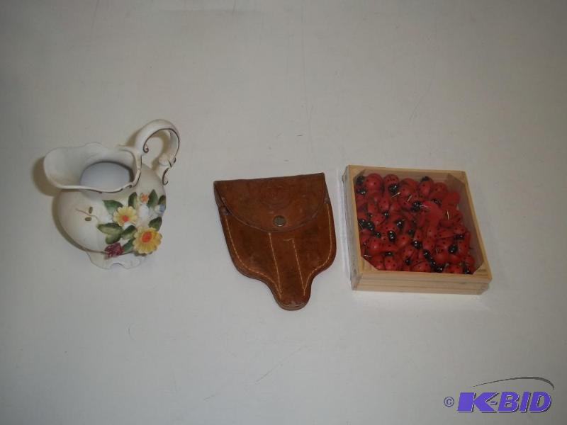 Ladybug thumb tacks, creamer, and silverware ...