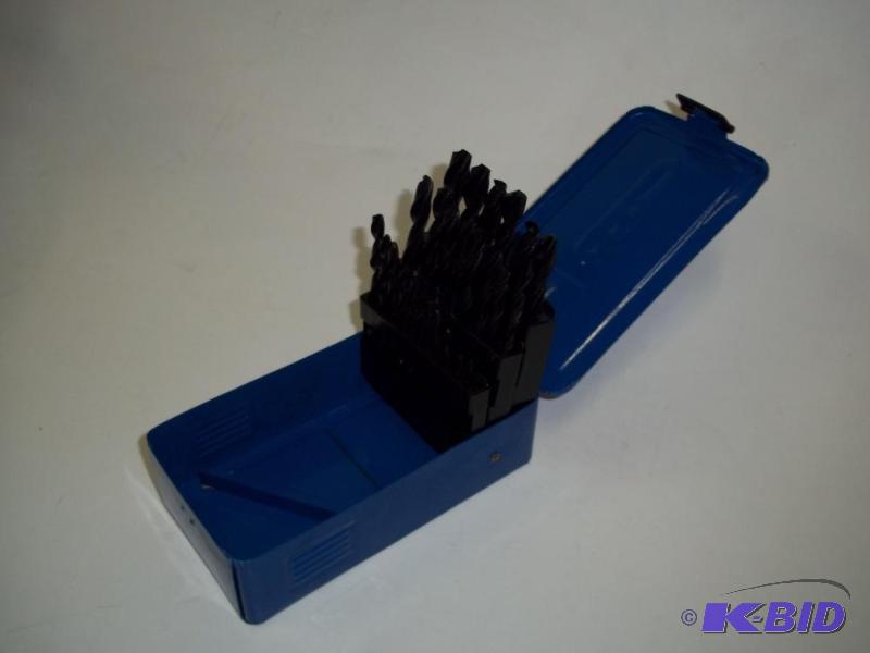 New drill bit set with metal case...