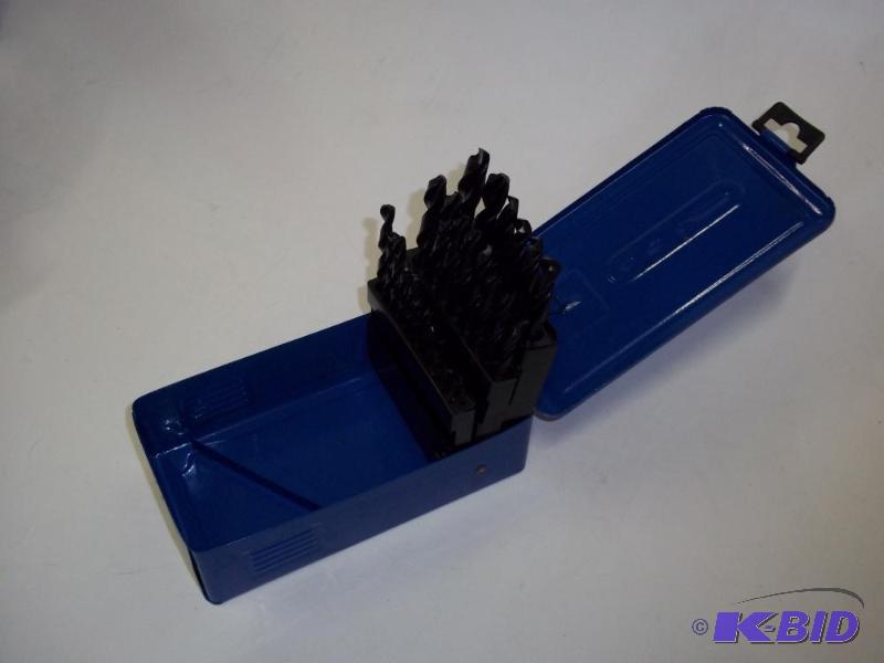 New drill bit set with metal case...