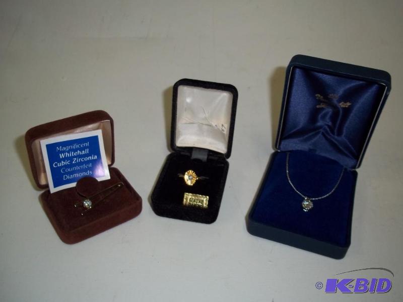 Cubic Zirconia Ring, Necklace and Necktie cla...