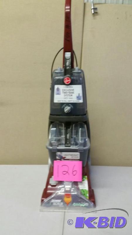 lot 126 image: Hoover FH50150 Power Scrub Deluxe Carpet Washer used power on