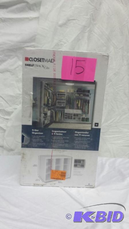 lot 15 image: ClosetMaid  3277 Elite 19-34 in. White 9-Slot Organizer