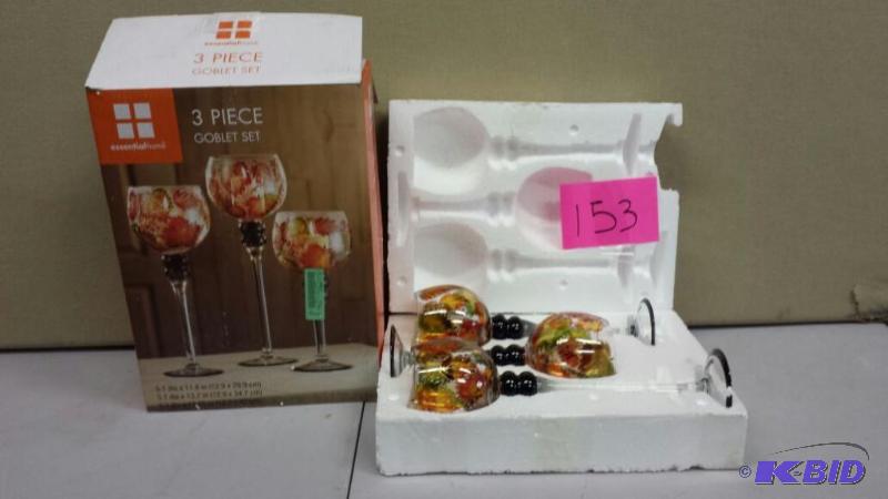 lot 153 image: Essential Home 3 Piece Goblet Set