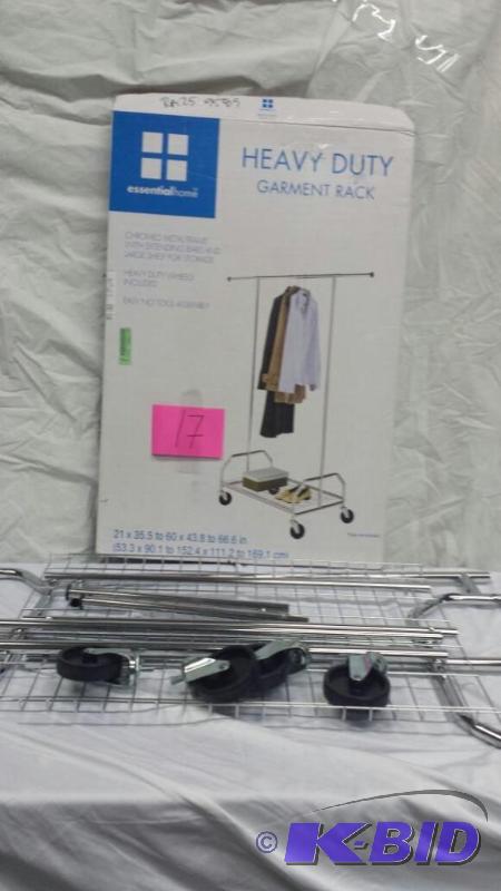 lot 17 image: HEAVY DUTY GARMENT RACK 53.3X90 TO 60X43.8 TO 66.6