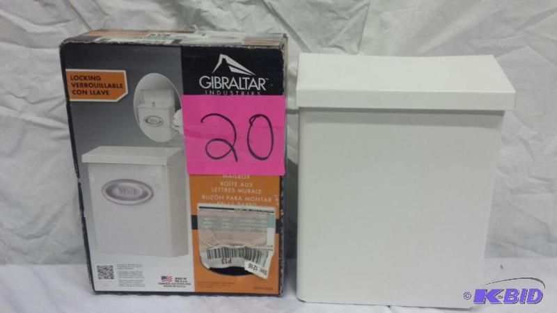 lot 20 image: Gibraltar DVKW0000 Large Lockable Wall Mount Mailbox, White 12.5H X 9.625 W X 4.375