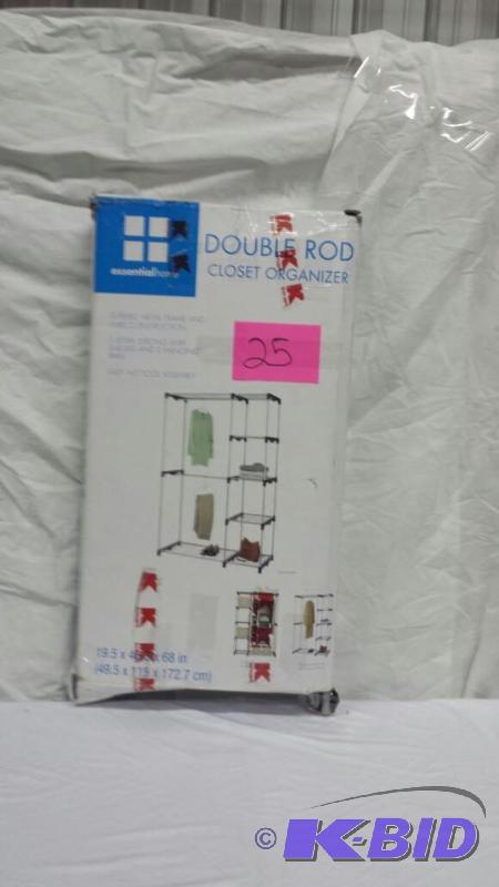 lot 25 image: Essential Home Silver Metal Closet Double-Rod