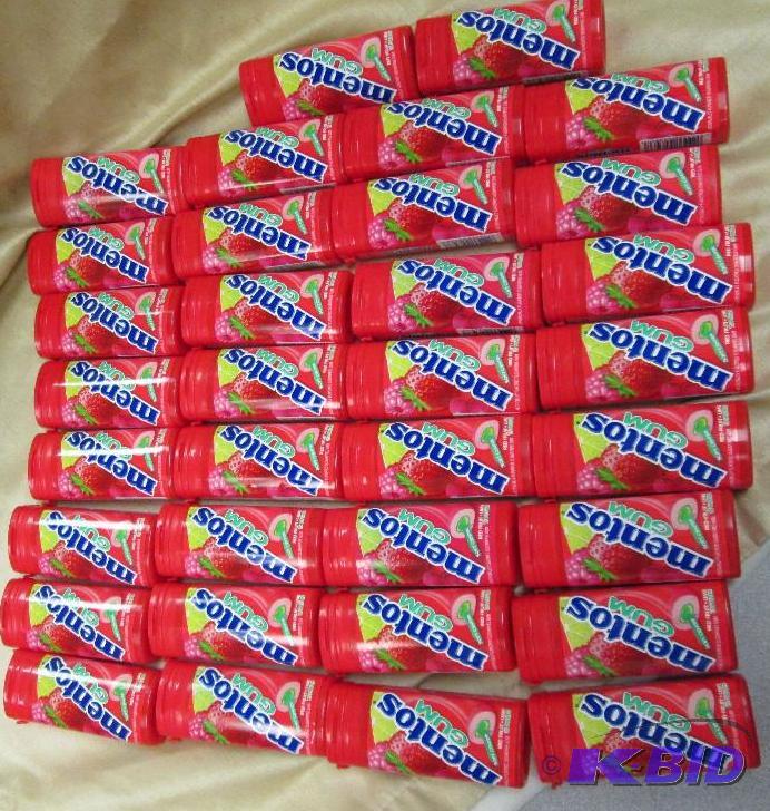lot 8 image: Qty 36 pkg of Mentos gum soft center Red Frui...