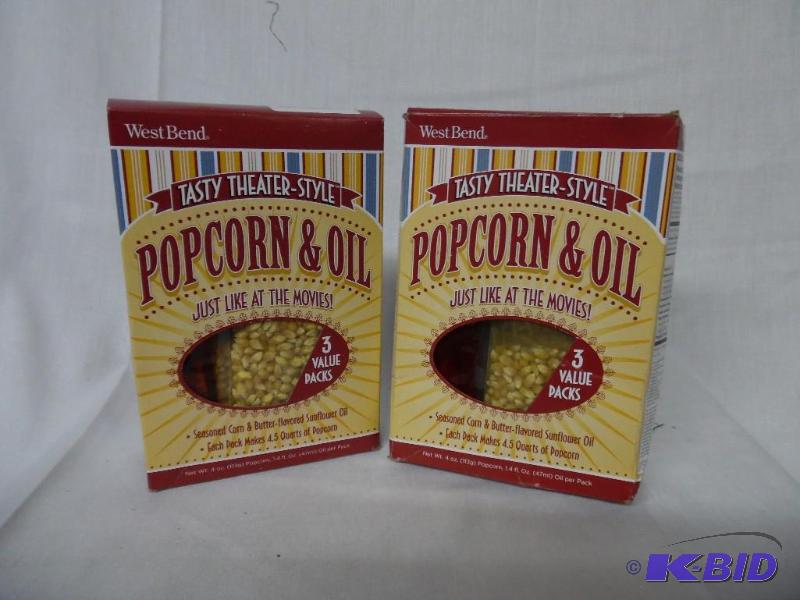 lot 34 image: 2 Boxes of West Bend Popcorn and Oil