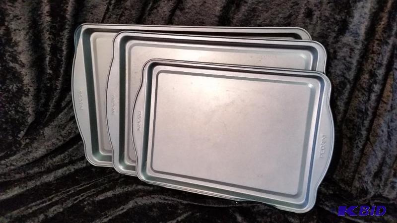 lot 20 image: Pedrini Cookie Sheets Set of 3.  Used