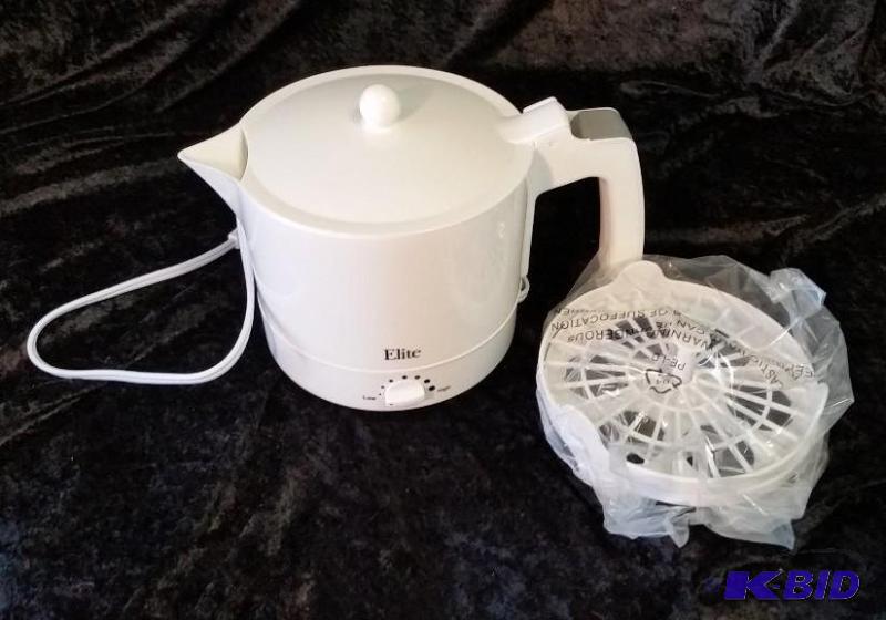 lot 28 image: Elite 32 oz Hot Pot Kettle.  New in Box.  Tested Heats great.  Box in damaged on the corner.