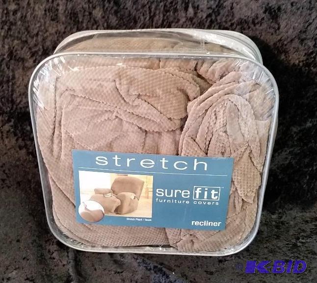lot 65 image: Sure Fit Stretch Pique Recliner Slipcover.  New in Package Taupe