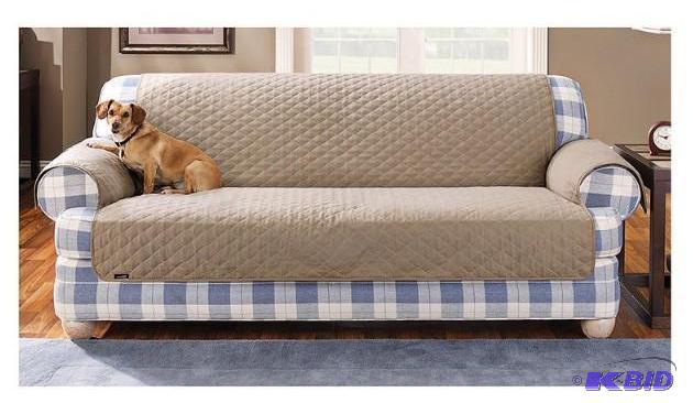 lot 68 image: Sure Fit Quilted Duck Pet Sofa Cover.  New out of Package. Linen