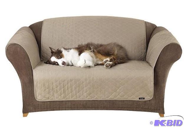 lot 69 image: Sure Fit Quilted Duck Pet Love Seat Cover.  New out of Package. Linen