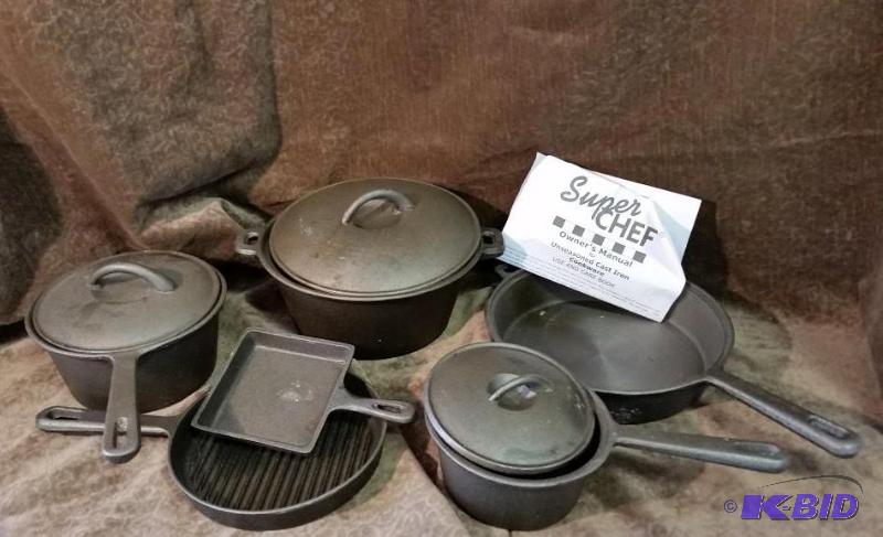 lot 9 image: Alcove 9 pc. Cast Iron Cookware Set.  New out of Box.