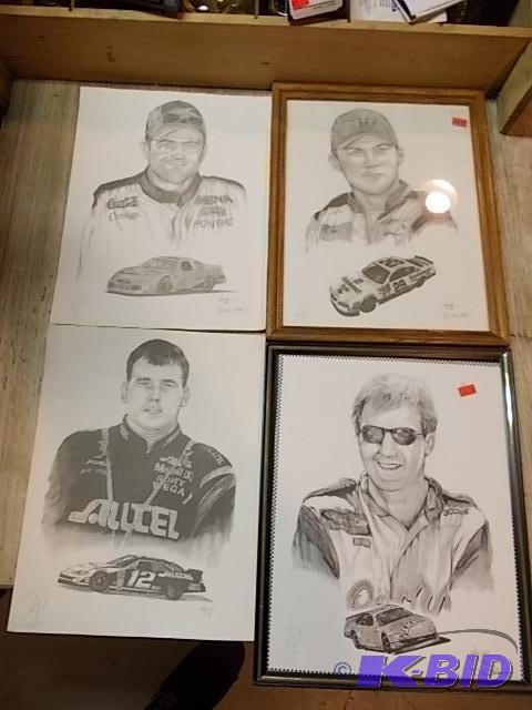 4-Sketches Of Race Car Drivers...