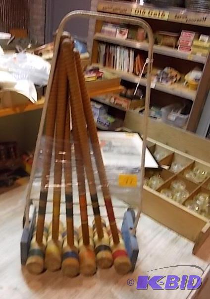 Old Croquet Mallets &amp Stand...