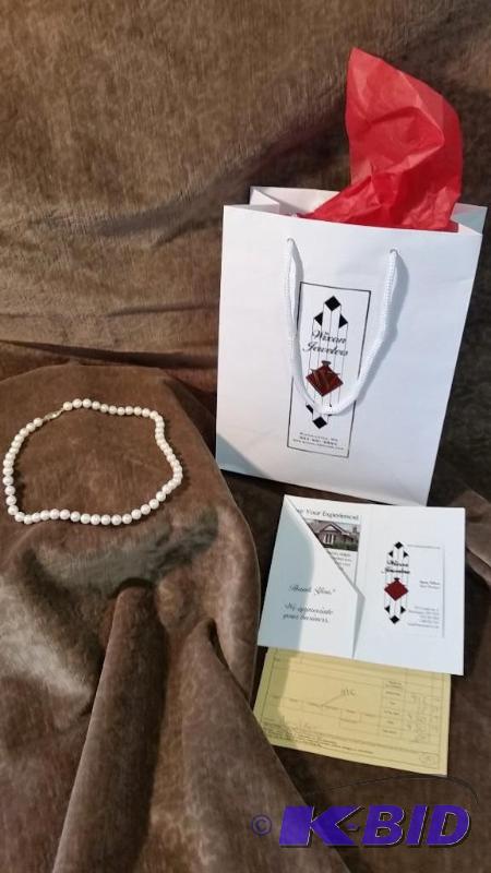 Luxurious 18 Inch Pearl Necklace.  Fresh Water Pearls.  With pearl Clasp of pure 14K Gold