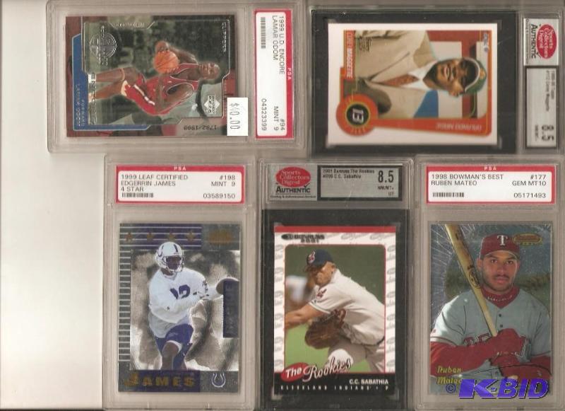 13 Graded Cards including Will Clark, Boog Powell, Former Viking Jeff George, Lamar Odom & CC Sabathia