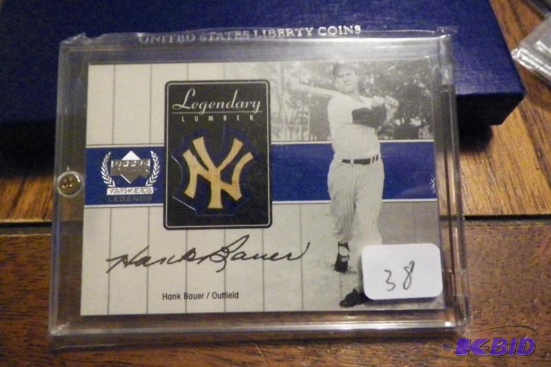 Hank Bauer Yankee Legends Bat Card.