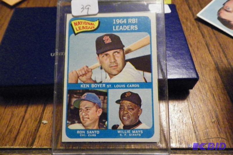 1965 Topps Leader Card with Koyer, Ron Santo and Willie Mays.