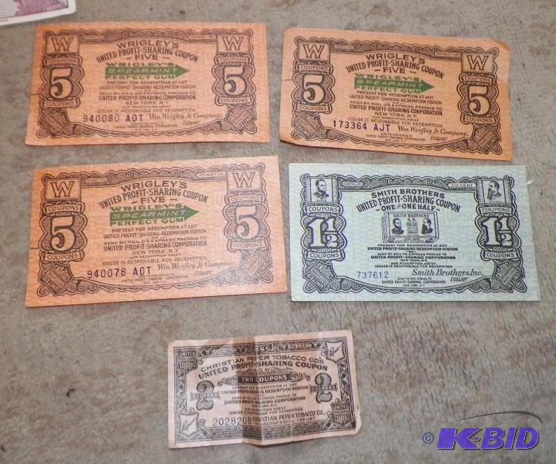 4 Profit Sharing Coupons from the 1920s