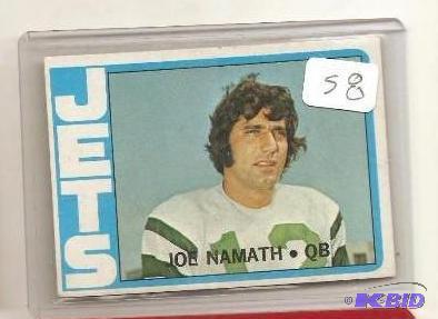 1972 Joe Namath Football Card