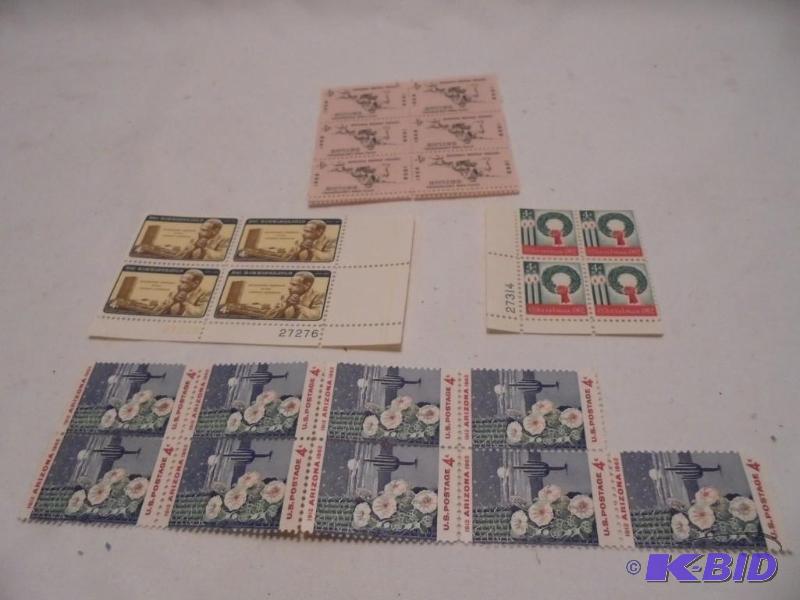 Lot of vintage stamps in blocks and pairs. &n...