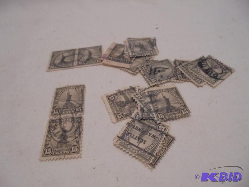 Lot of Statue of Liberty stamps, some vertica...