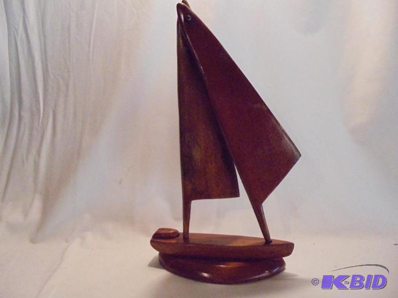 18 inch handmade solid wood sail boat. &nbsp...