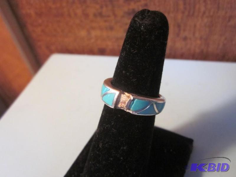 Size 6.5 Sterling Silver and turquois ring, h...