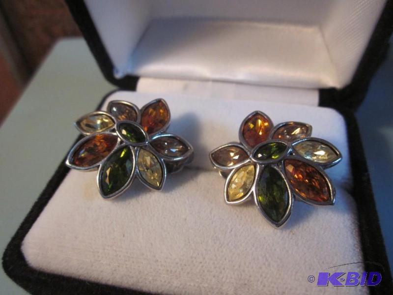 Vintage Swarovski crystal clip on earrings, s...