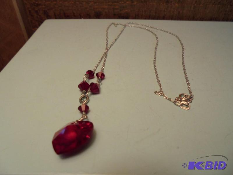Sterling silver and red beaded necklace....