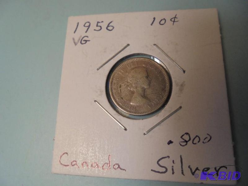 1956 25 cent Canadian .800 silver coin in ver...