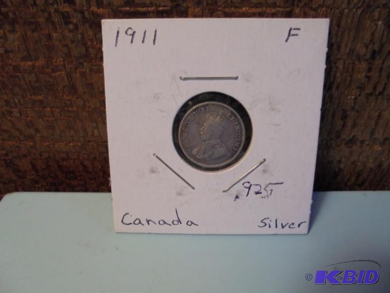 1911 Canadian .925 silver coin in fine condit...