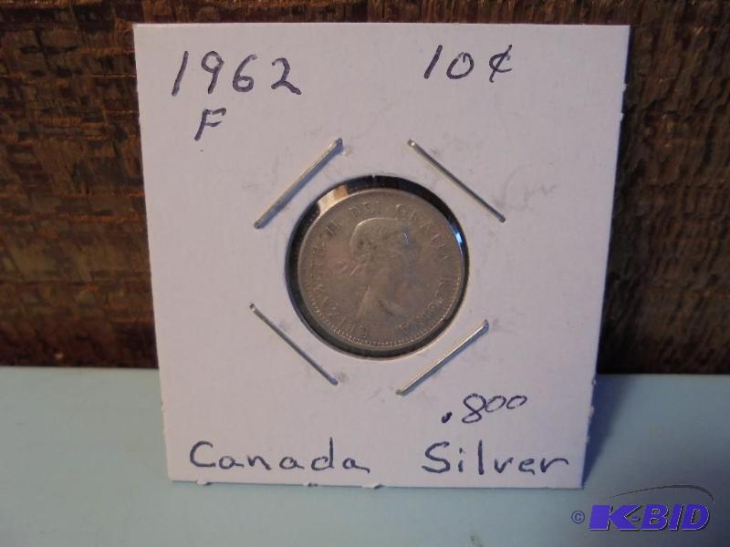 1962 Canadian 10 cent .800 silver coin in Fin...