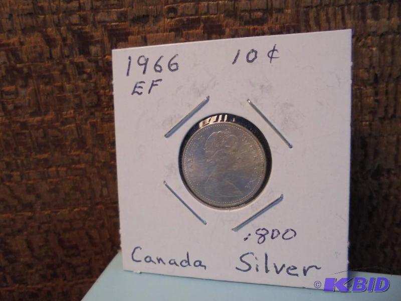 1966 Canadian 10 cent Extra Fine .800 silver ...